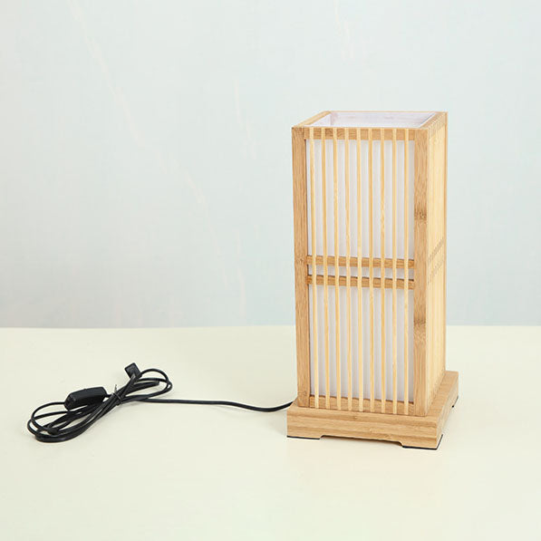 ShizuGlow | Japanische Minimalistische Holzkubus 1-Licht Tischlampe