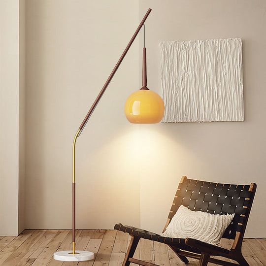 RusticaGlow | Traditionelle Vintage Orb Eisen Glas 1-Licht Stehlampe für das Schlafzimmer