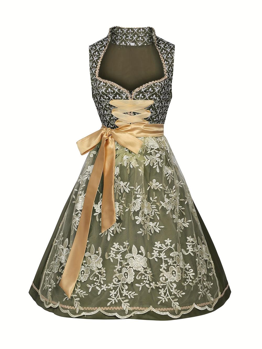 Edelweißzauber | Damen-Oktoberfestkleid mit Schürze – Klassisch & Bühnentauglich