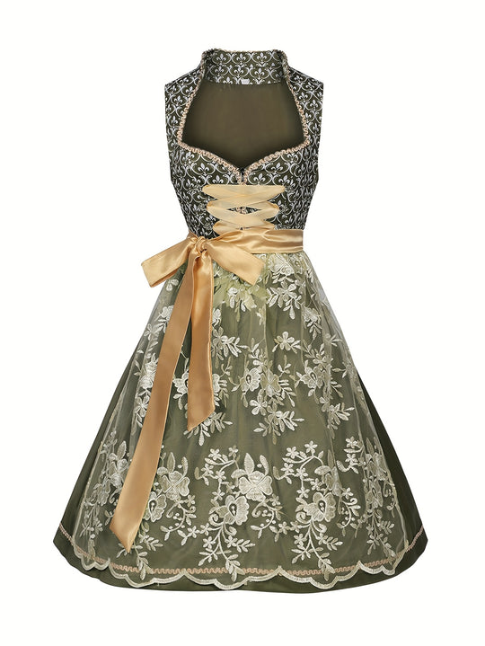 Edelweißzauber | Damen-Oktoberfestkleid mit Schürze – Klassisch & Bühnentauglich
