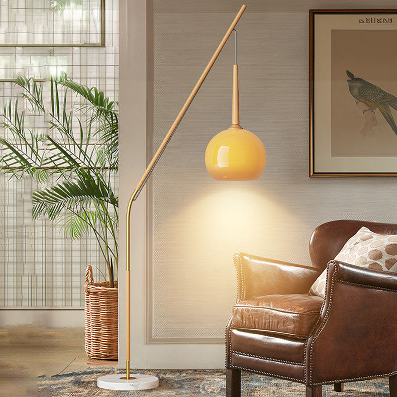 RusticaGlow | Traditionelle Vintage Orb Eisen Glas 1-Licht Stehlampe für das Schlafzimmer