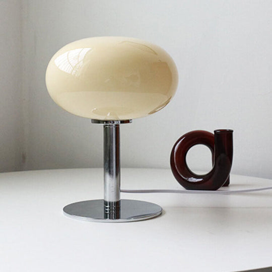SoftOrbis | Nordic Vintage Creme Runde Glas 1-Licht Tischlampe
