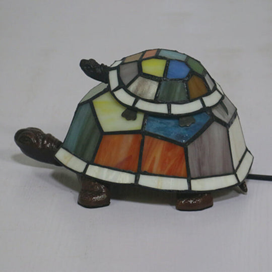 TiffaTurtle | Bunte Tiffany Nachttischlampe in Schildkrötenform