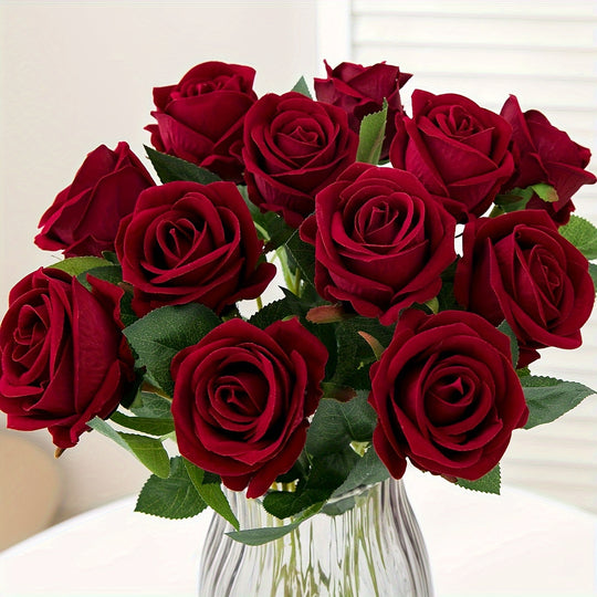 BloomMate | Artificial Roses 10-Pack – Realistic Wedding Décor