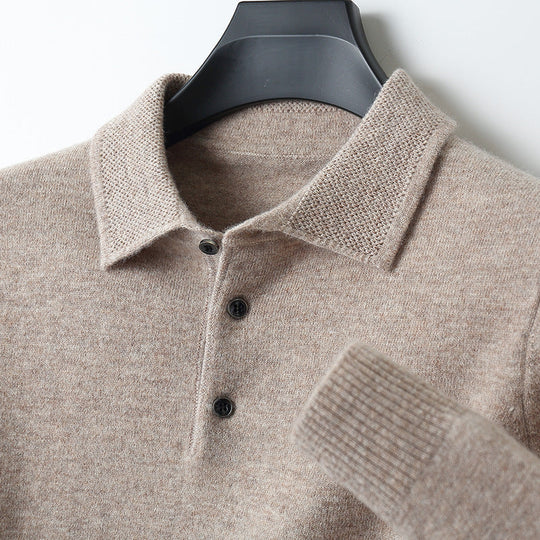 Leandro | Weiches Kaschmir-Poloshirt mit Langarm | Herren