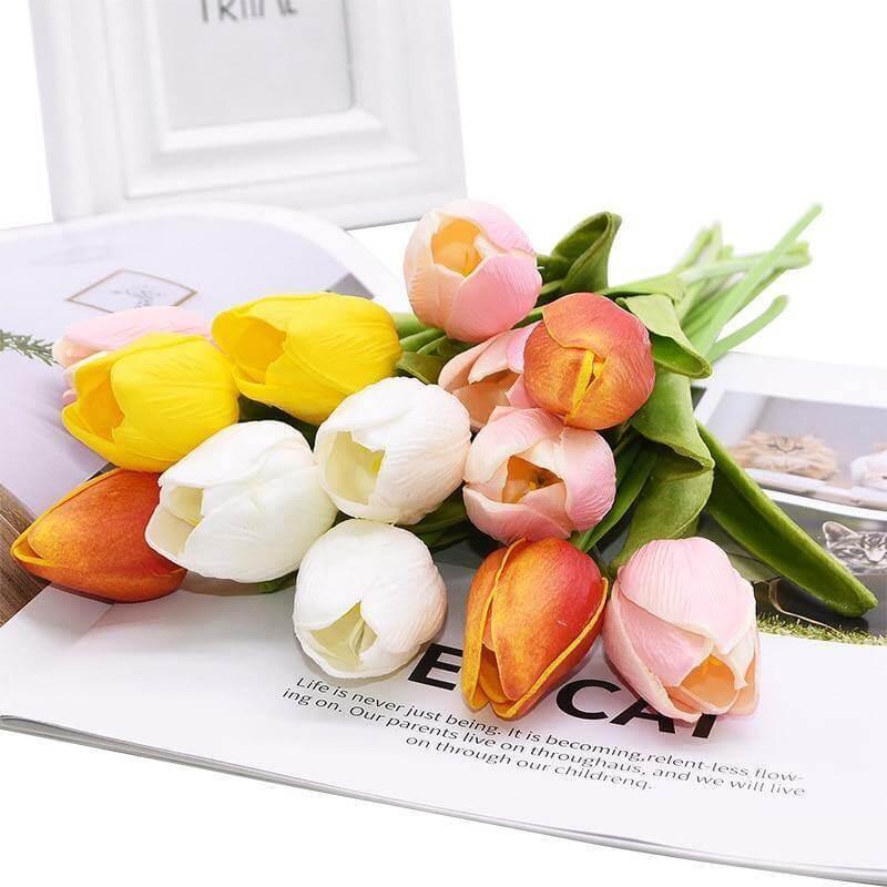 DecoTulip | 10-teilige künstliche Tulpen Blumen
