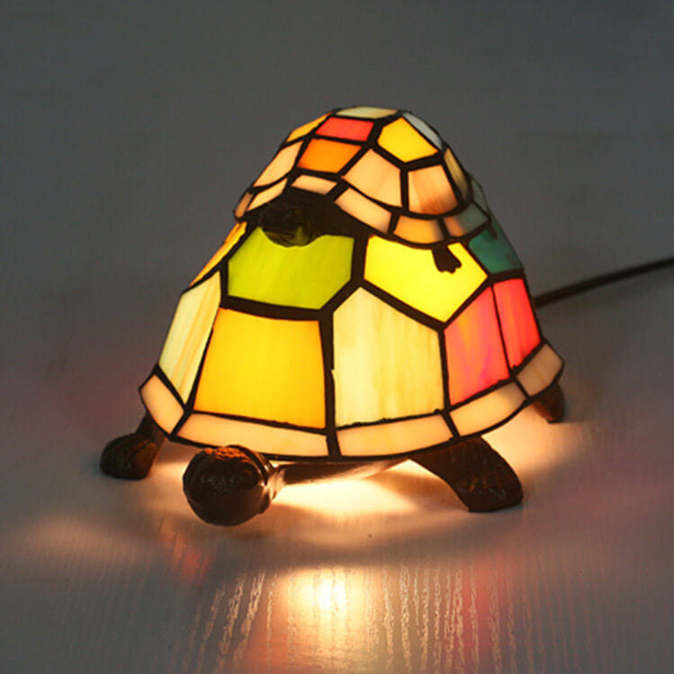 TiffaTurtle | Bunte Tiffany Nachttischlampe in Schildkrötenform