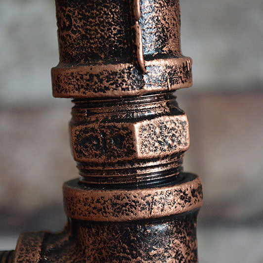 CopperBeam | Industrielle Steampunk Kupfer Wasserpfeife 2-Licht Stehlampe