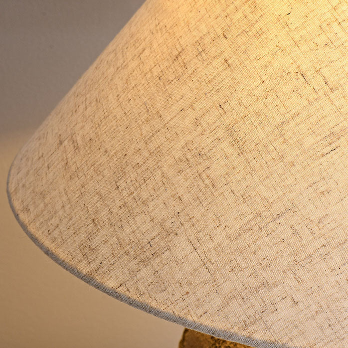 ClayGlow | Shabby Chic Keramiklampe mit Stoffschirm