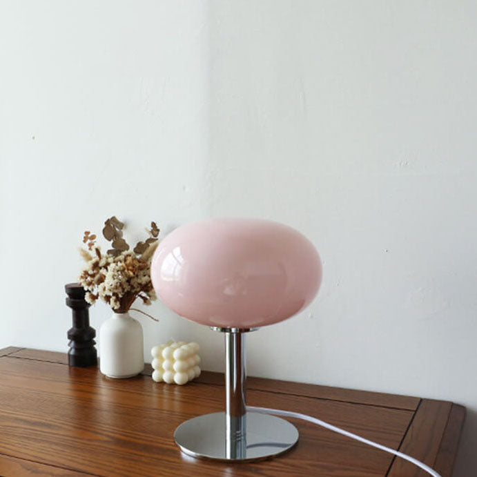 SoftOrbis | Nordic Vintage Creme Runde Glas 1-Licht Tischlampe