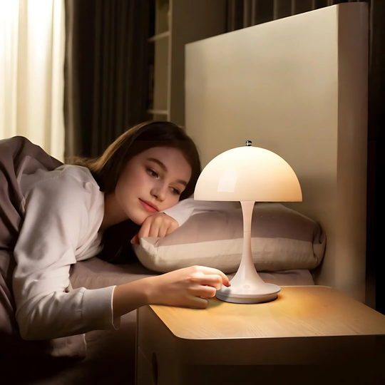 NordicLume | Pilzlampe LED Tischlampe mit Akku & kabellosem Design für Zuhause