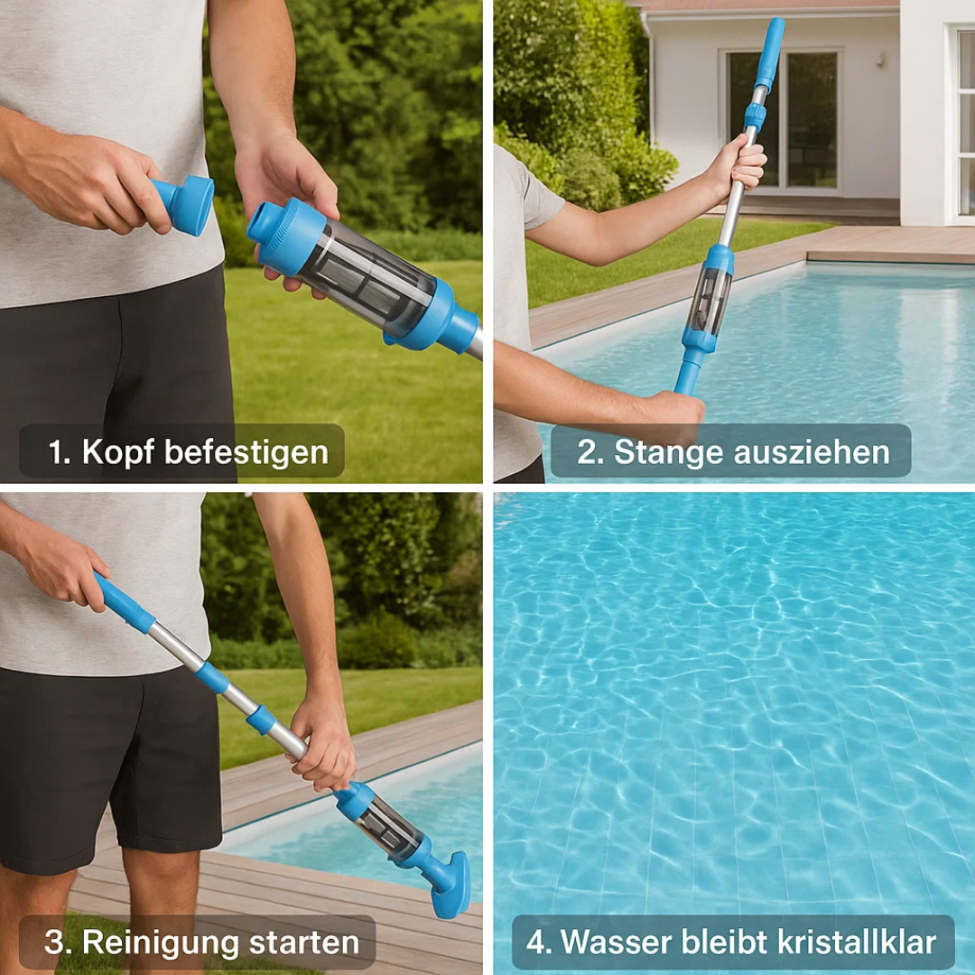 AquaSweep | 3 in 1 kabelloser, wiederaufladbarer Poolstaubsauger