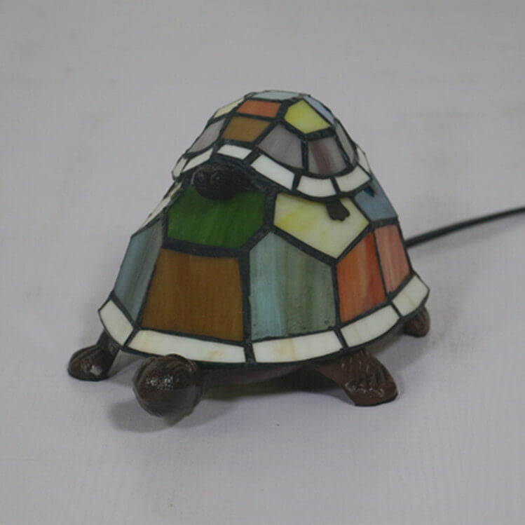 TiffaTurtle | Bunte Tiffany Nachttischlampe in Schildkrötenform