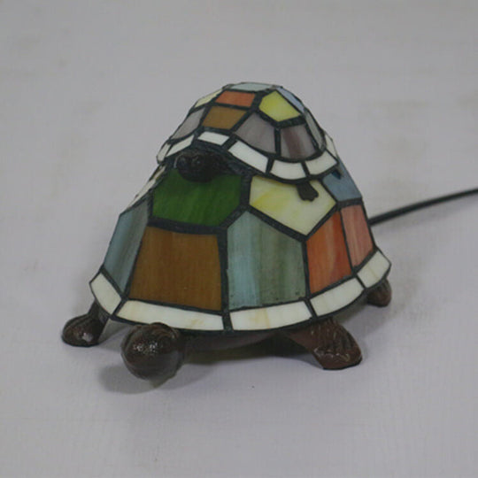 TiffaTurtle | Bunte Tiffany Nachttischlampe in Schildkrötenform