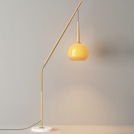 RusticaGlow | Traditionelle Vintage Orb Eisen Glas 1-Licht Stehlampe für das Schlafzimmer
