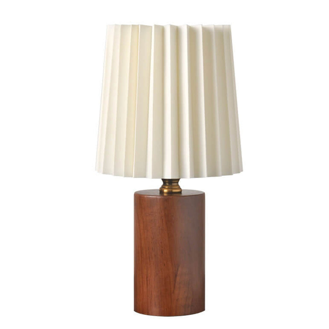 NamiShade | Vintage Korean plissierte Säule Massivholz Basis 1-Licht Tischlampe