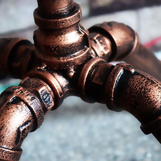 CopperBeam | Industrielle Steampunk Kupfer Wasserpfeife 2-Licht Stehlampe