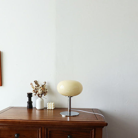 SoftOrbis | Nordic Vintage Creme Runde Glas 1-Licht Tischlampe