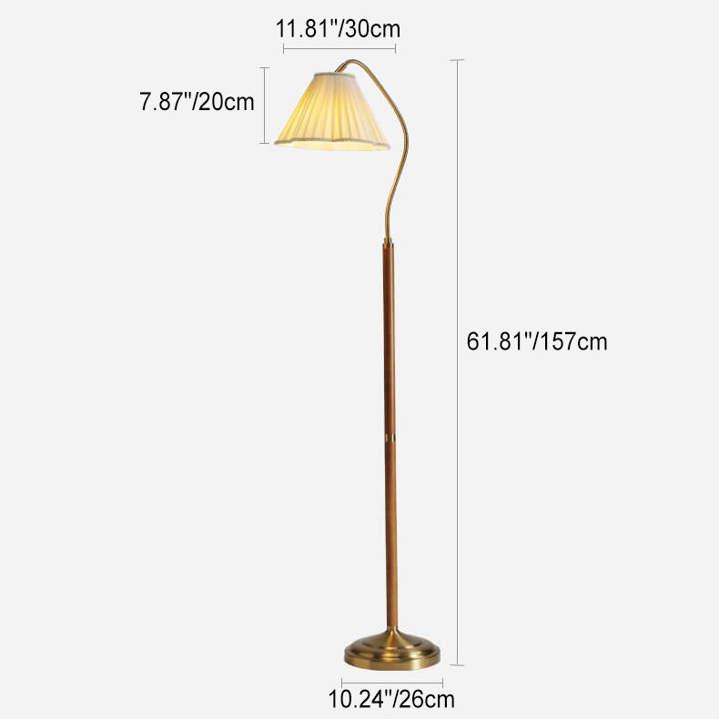 GlowLodge | Japanische Vintage Blume Massivholz Eisen Stoff 1-Licht Stehlampe