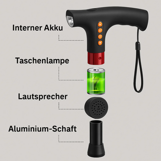 HelpStep | Intelligenter Spazierstock für ältere Menschen mit LED-Licht