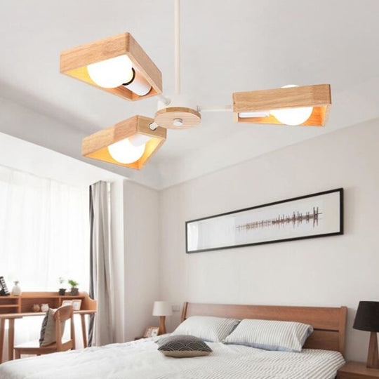 WoodHalo | Modernismus Kronleuchter aus Holz Deckenleuchte