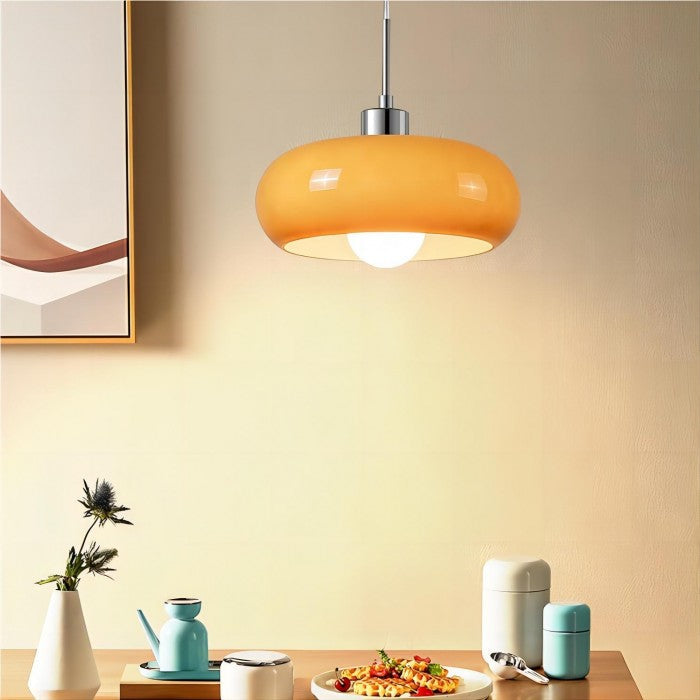 FormaGlow | Vintage Bauhaus Pendelleuchte mit modelliertem Glasschirm