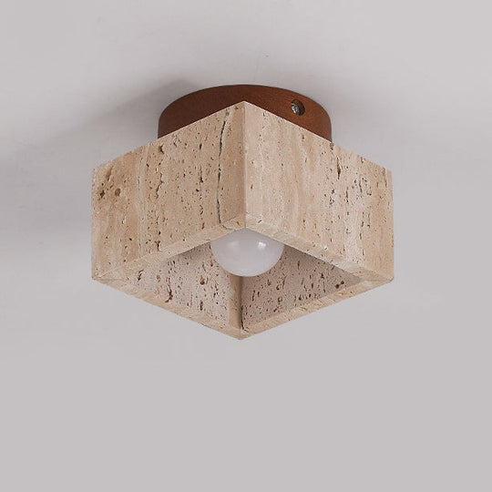 TokiStone | Natürliche Säulenlampe aus Travertin & Holz