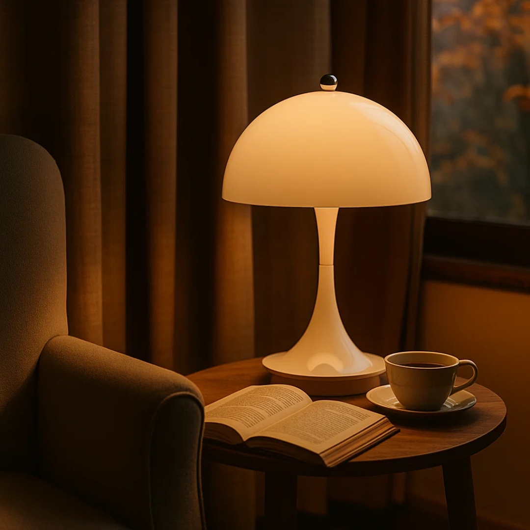 NordicLume | Pilzlampe LED Tischlampe mit Akku & kabellosem Design für Zuhause