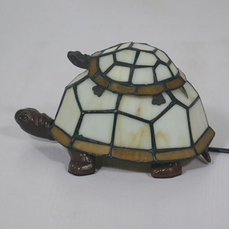 TiffaTurtle | Bunte Tiffany Nachttischlampe in Schildkrötenform
