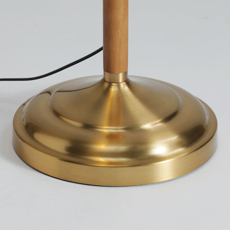 GlowLodge | Japanische Vintage Blume Massivholz Eisen Stoff 1-Licht Stehlampe