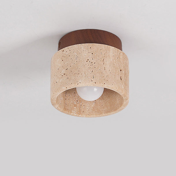 TokiStone | Natürliche Säulenlampe aus Travertin & Holz
