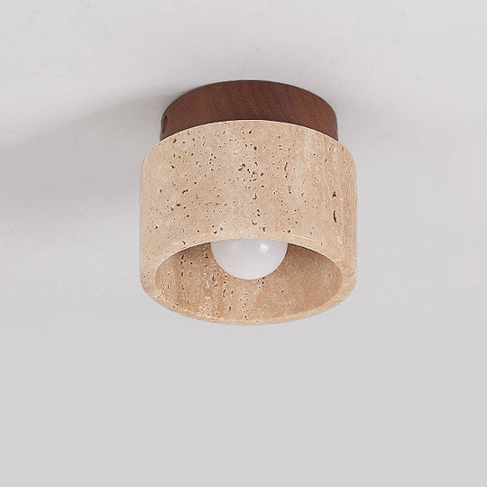 TokiStone | Natürliche Säulenlampe aus Travertin & Holz