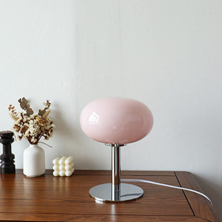 SoftOrbis | Nordic Vintage Creme Runde Glas 1-Licht Tischlampe