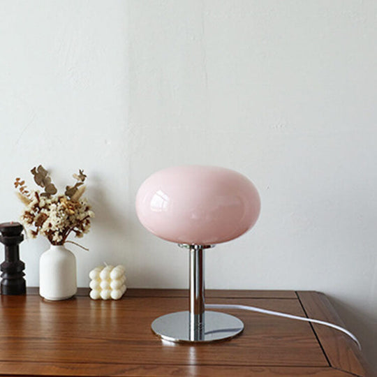 SoftOrbis | Nordic Vintage Creme Runde Glas 1-Licht Tischlampe
