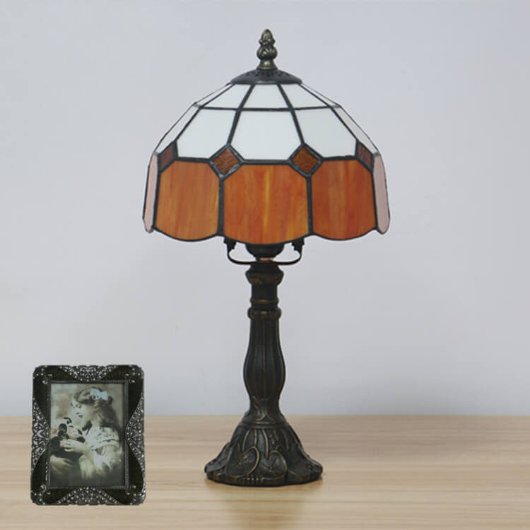TiffaGlow | Mediterrane Tiffany-Tischlampe in Buntglas
