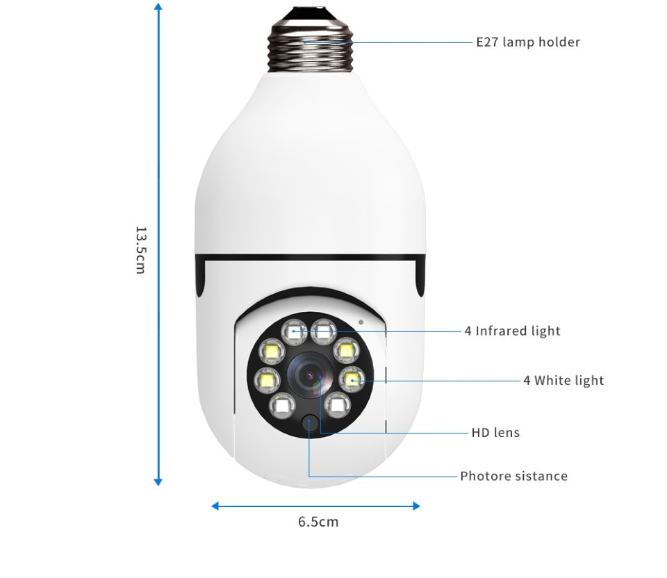 SecureLight | Intelligente 360°-Überwachungskamera im Glühbirnenformat