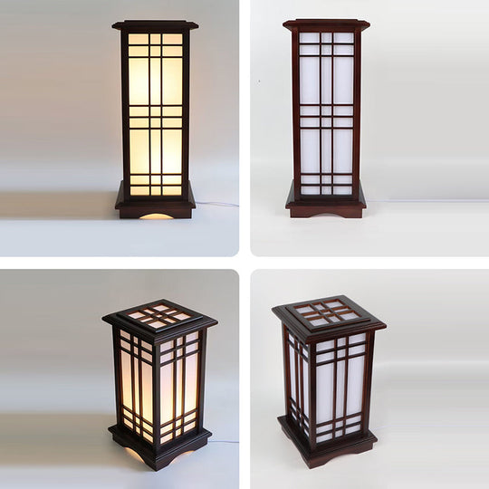 HanLume | Holz-Stehlampe mit klassischem Pergamentschirm