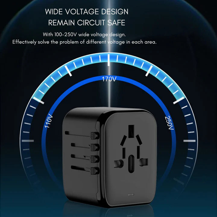 VoltAdapt | Reiseadapter – Universeller AC-Stecker mit USB-C