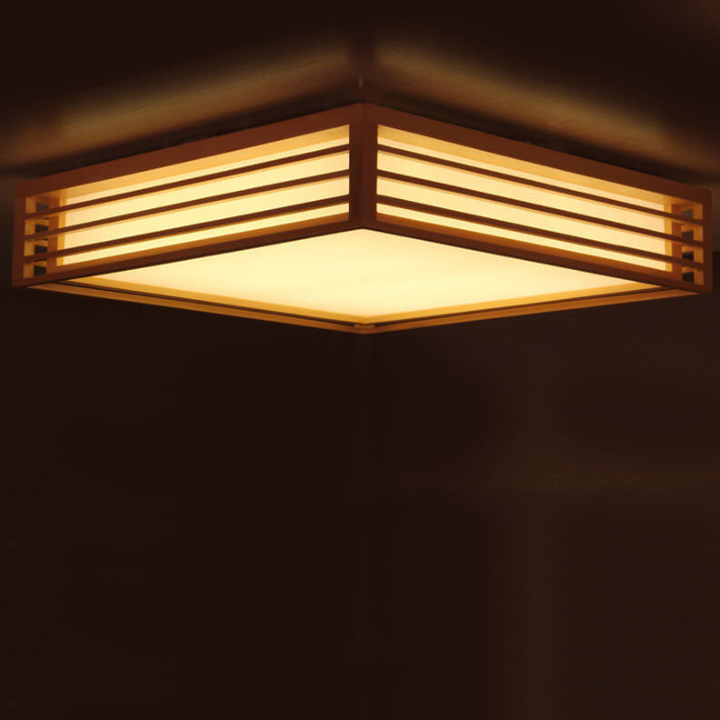ZenSquare | Nordische Massivholz Quadratische LED Japanische Tatami Deckenleuchte