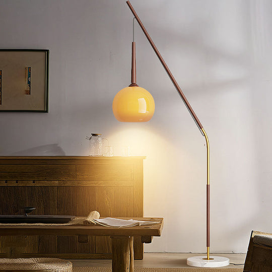RusticaGlow | Traditionelle Vintage Orb Eisen Glas 1-Licht Stehlampe für das Schlafzimmer