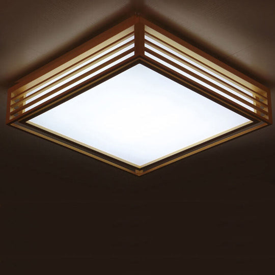 ZenSquare | Nordische Massivholz Quadratische LED Japanische Tatami Deckenleuchte