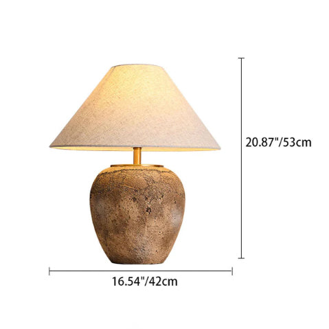ClayGlow | Shabby Chic Keramiklampe mit Stoffschirm