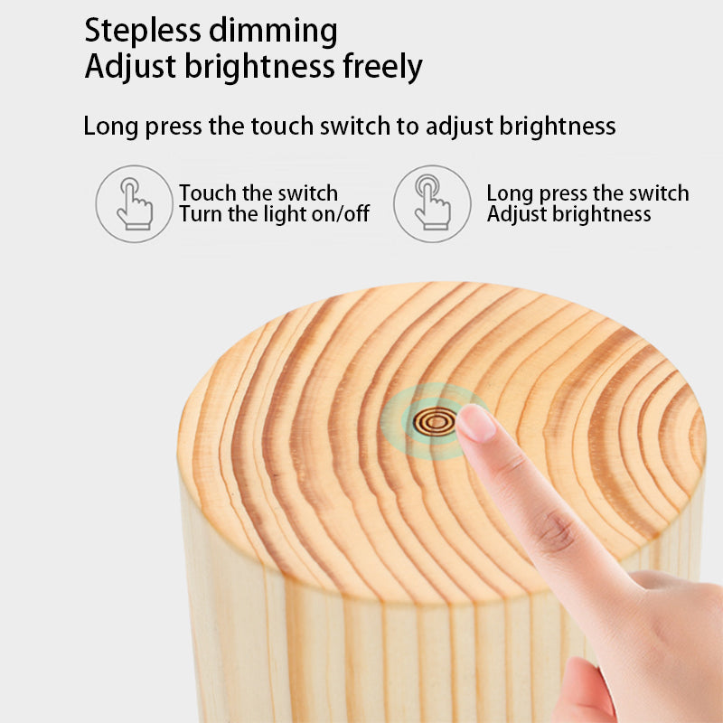 NoctiWood | Kreative Holz LED Touch Nachttischlampe