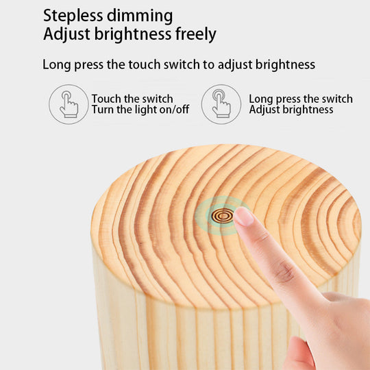 NoctiWood | Kreative Holz LED Touch Nachttischlampe
