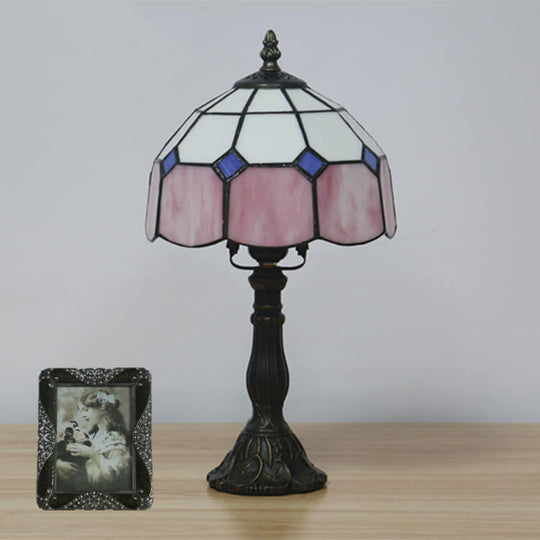 TiffaGlow | Mediterrane Tiffany-Tischlampe in Buntglas