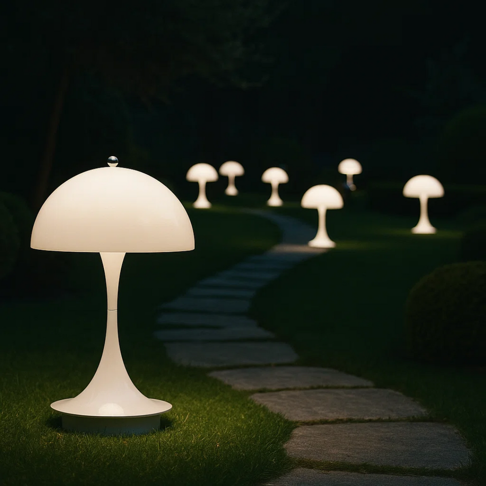 NordicLume | Pilzlampe LED Tischlampe mit Akku & kabellosem Design für Zuhause