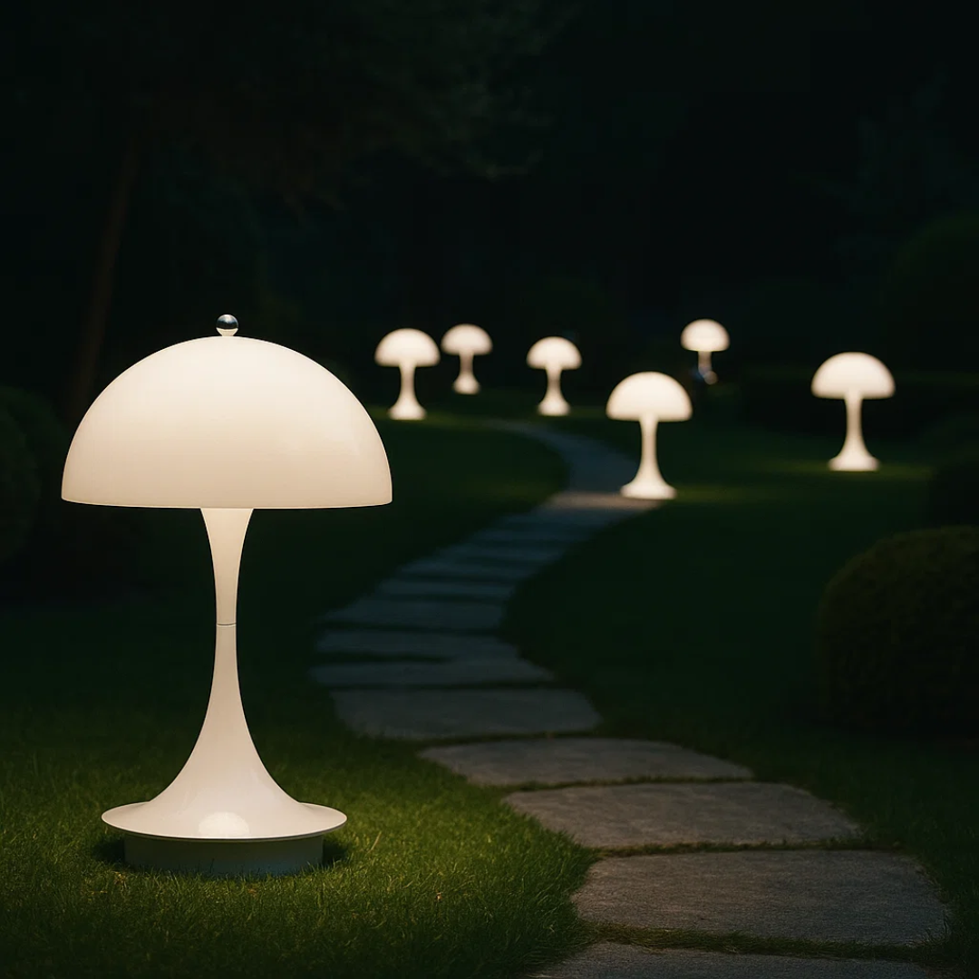 NordicLume | Pilzlampe LED Tischlampe mit Akku & kabellosem Design für Zuhause