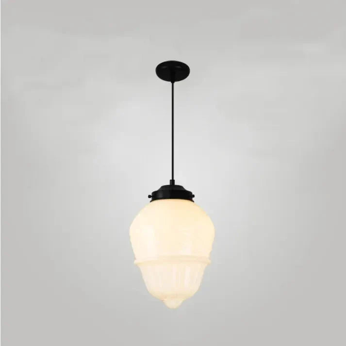 GlowCera | Vintage Weiß Milchglas Geometrische Jar Pendelleuchte
