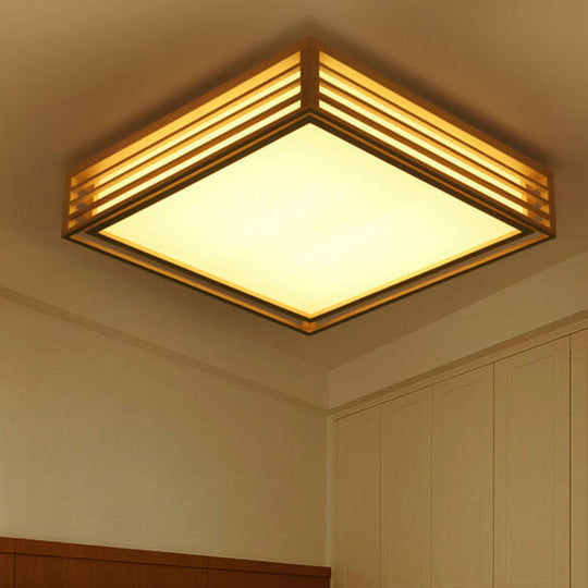 ZenSquare | Nordische Massivholz Quadratische LED Japanische Tatami Deckenleuchte