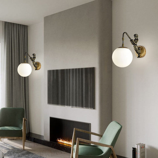 MerLight | Vintage Meerjungfrau-Wandleuchte mit Glaskugel